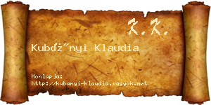 Kubányi Klaudia névjegykártya